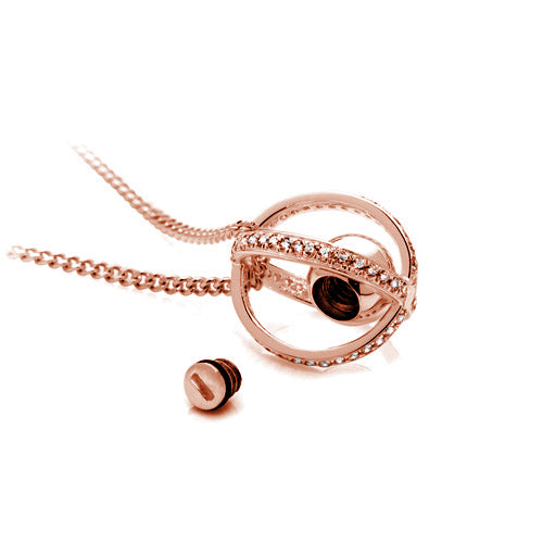 Ashlocks Circles of Love Memorial Pendant in Rose Gold open