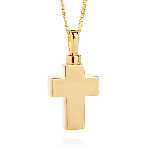 Gold Cross Pendant for Ashes