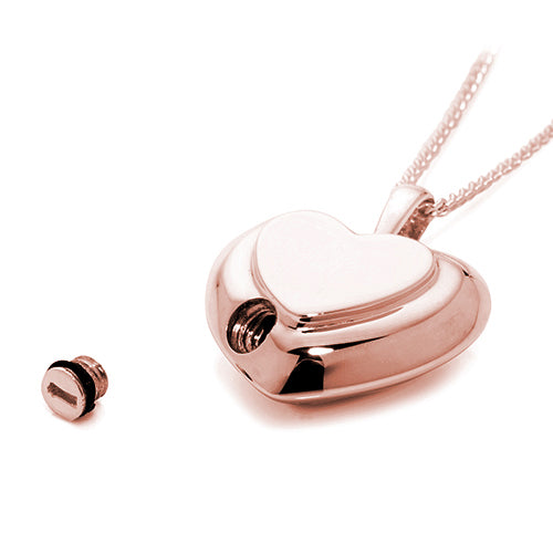 Double Heart Cremation Pendant Rose Gold Vermeil open