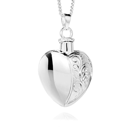 Half Etched Heart Memorial Jewellery 925