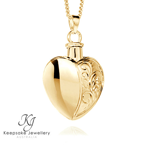 Half Etched Heart Memorial Jewellery 9ct Gold