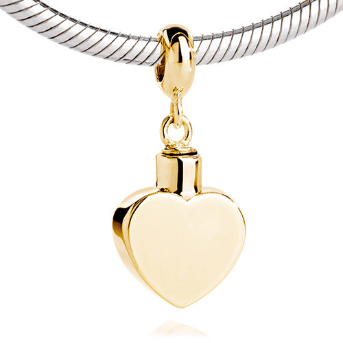 Heart Hanging Charm for Ashes Gold vermeil