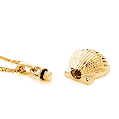 Ashlocks Shell Ashes Pendant in Gold Vermeil open