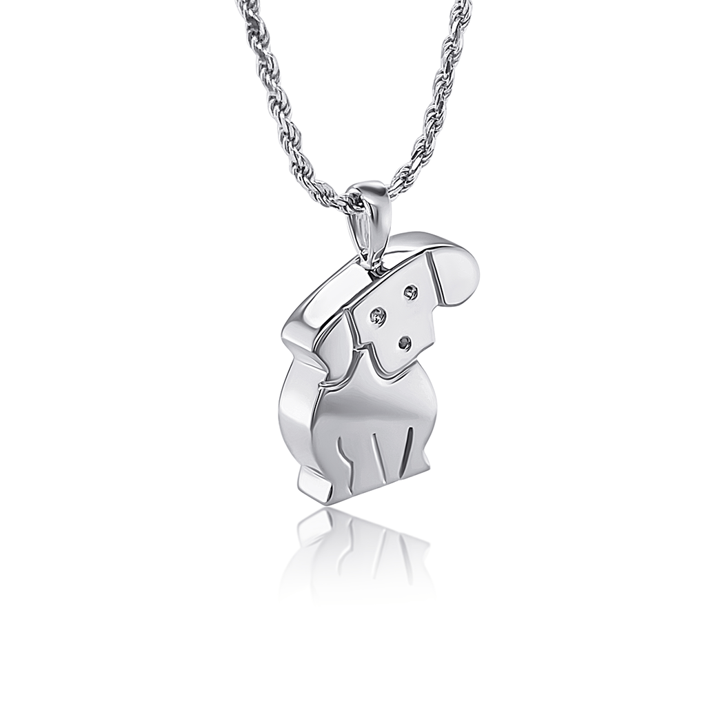 Photo of silver dog pendant for ashes